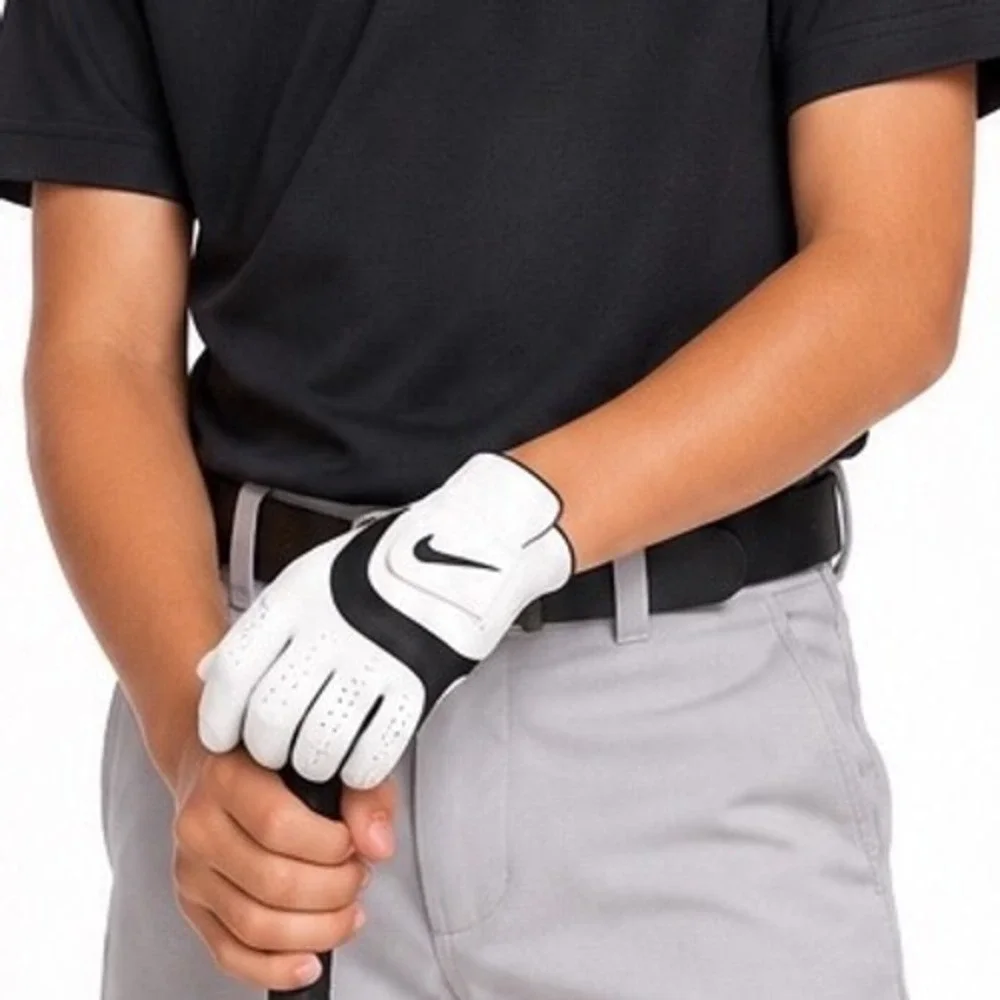 Nike Dura Feel Junior Golf Glove White Black Right Hand Size M Ages 8-12 110-82